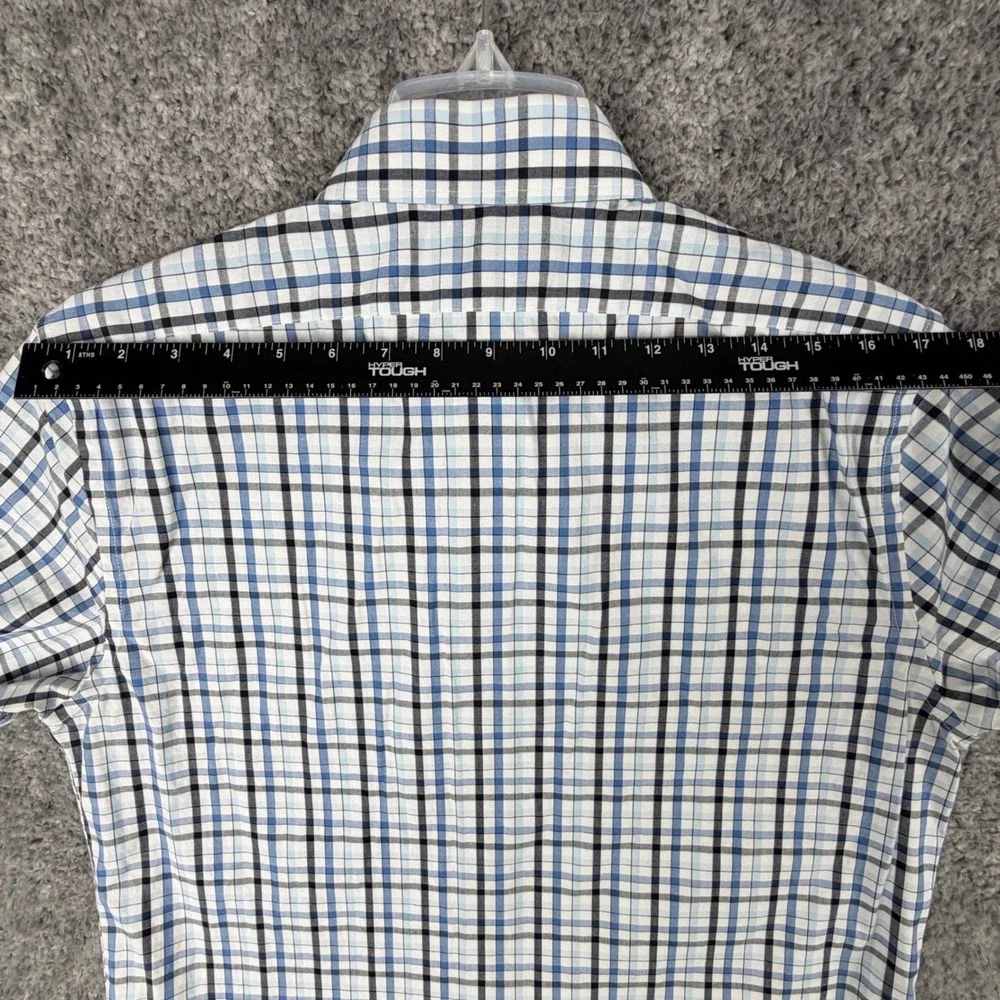 Banana Republic Men's M Blue‎ Plaid Untucked Fit Wrinkle Resistant Shirt Preppy